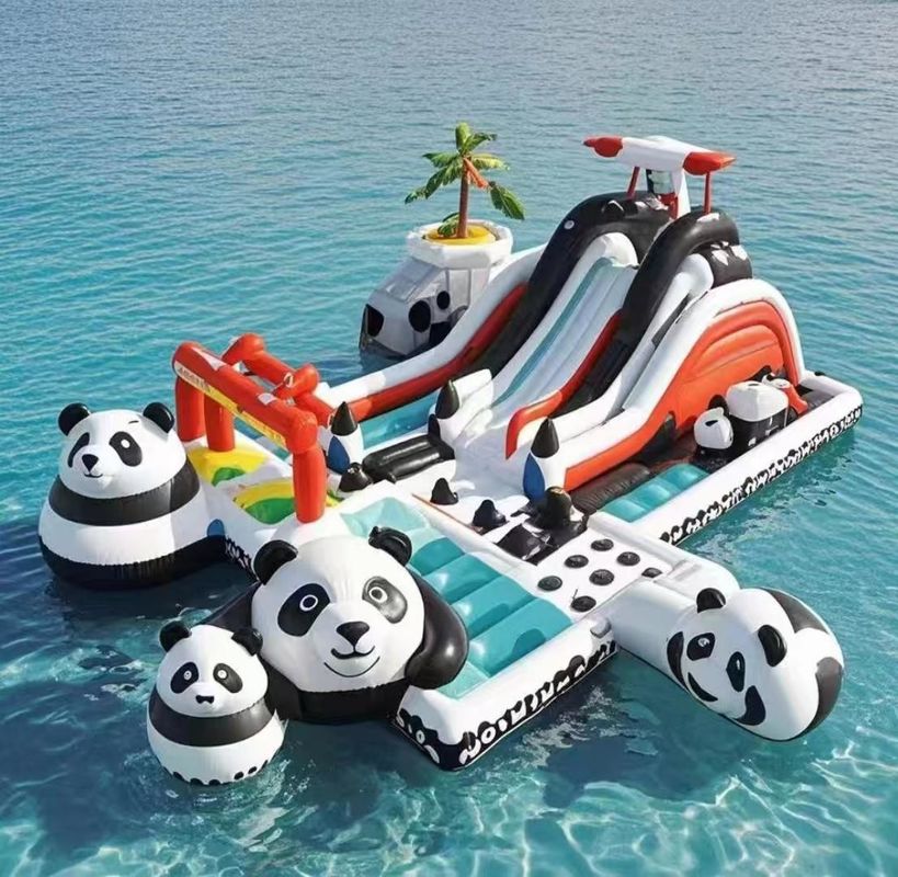 Komercyjny dom odbiciowy zamek nadmuchowy dla dzieci Park wodny gry Panda tobogan wodny