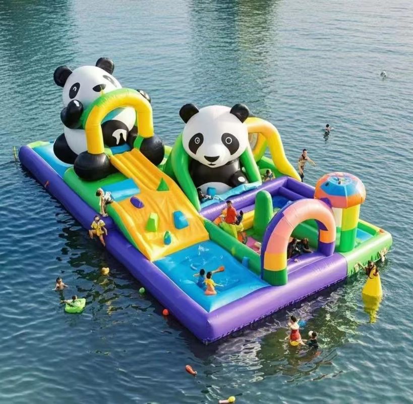 Komercyjny dom odbiciowy zamek nadmuchowy dla dzieci Park wodny gry Panda tobogan wodny