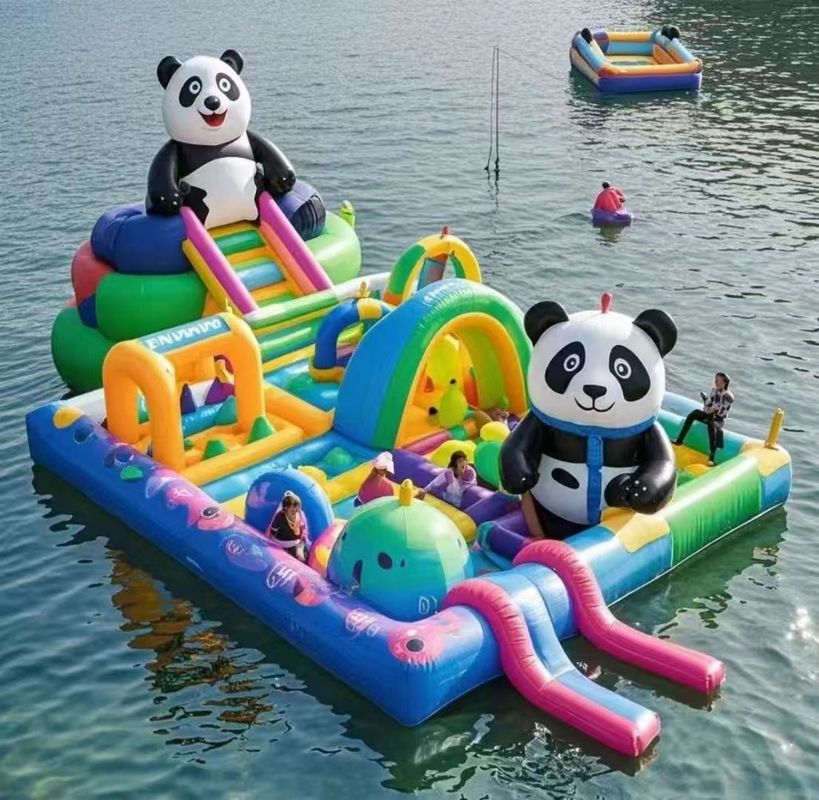 Komercyjny dom odbiciowy zamek nadmuchowy dla dzieci Park wodny gry Panda tobogan wodny