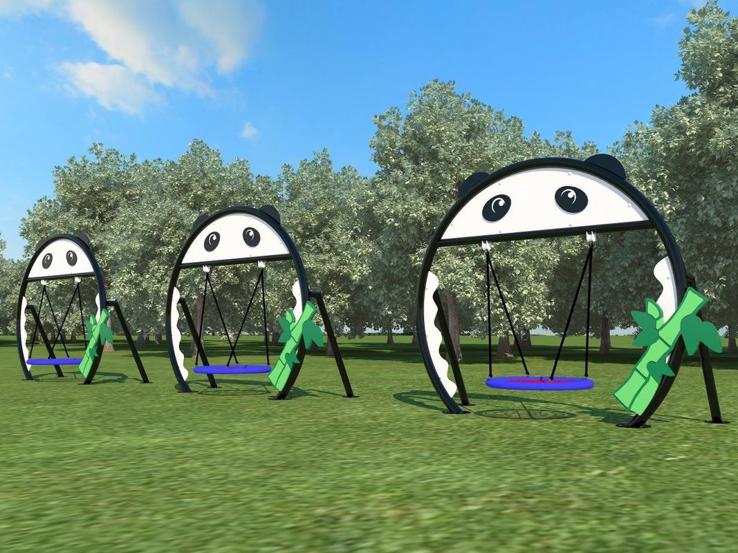 Panda w kształcie zielonego ogrodu zestaw zabaw dzieci z otwartym krzesłem huśtawkowym 230cm komercyjny zestaw huśtawkowy