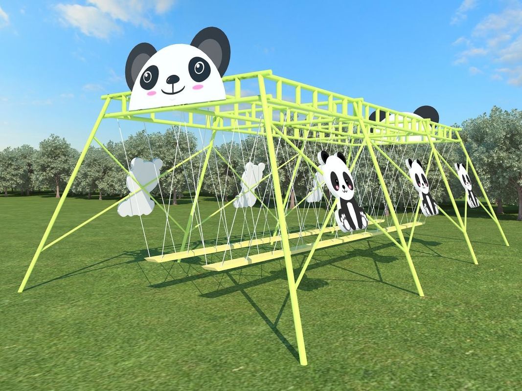 Panda w kształcie zielonego ogrodu zestaw zabaw dzieci z otwartym krzesłem huśtawkowym 230cm komercyjny zestaw huśtawkowy