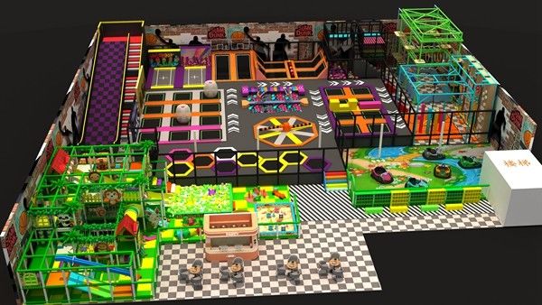 Trampolin Park Producents Commercial Big Kids Jumping Sport Trampolin Park Set Z Basketball Hoop